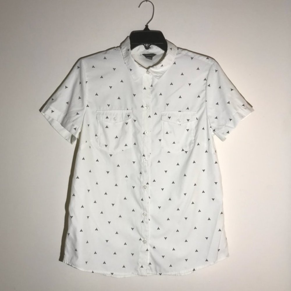Eddie Bauer Short Sleeve Button Down Blouse Size L